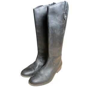 Frye & Co Tall Black Leather Pull On Equestrian Riding Boot Size 8